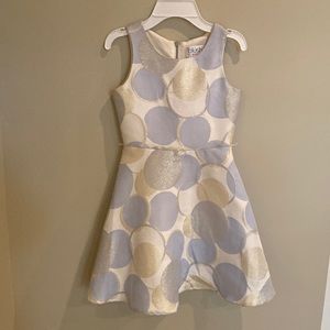 Blush Girls Dress. Baby Blue, Gold, and White. Girls Size (8)